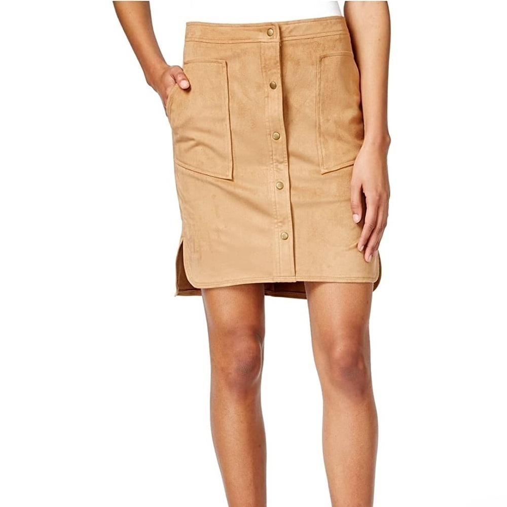 BAR III tan suede button up skirt size S